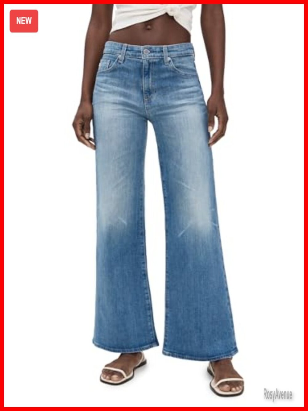 Mid Rise Wide Leg Jeans Low Stretch Denim 5-Pocket Fall